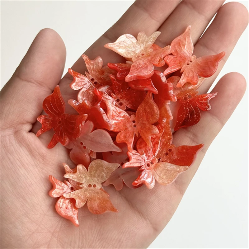 100 Pieces/Lot New Resin Acetic Acid 3D Acrylic Butterfly Beads Charm Connectors DIY Hair Earrings Jewelry Findings Accessories