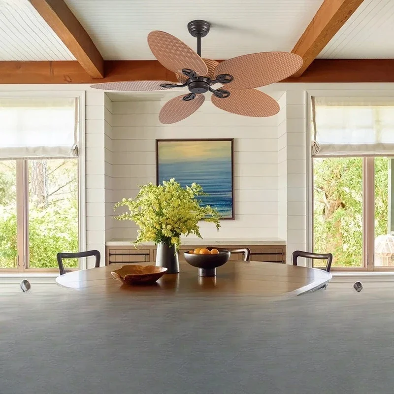 48 Inch Fan Light No Light Silent Palm Leaf Tropical Living Room Ceiling Fan Light