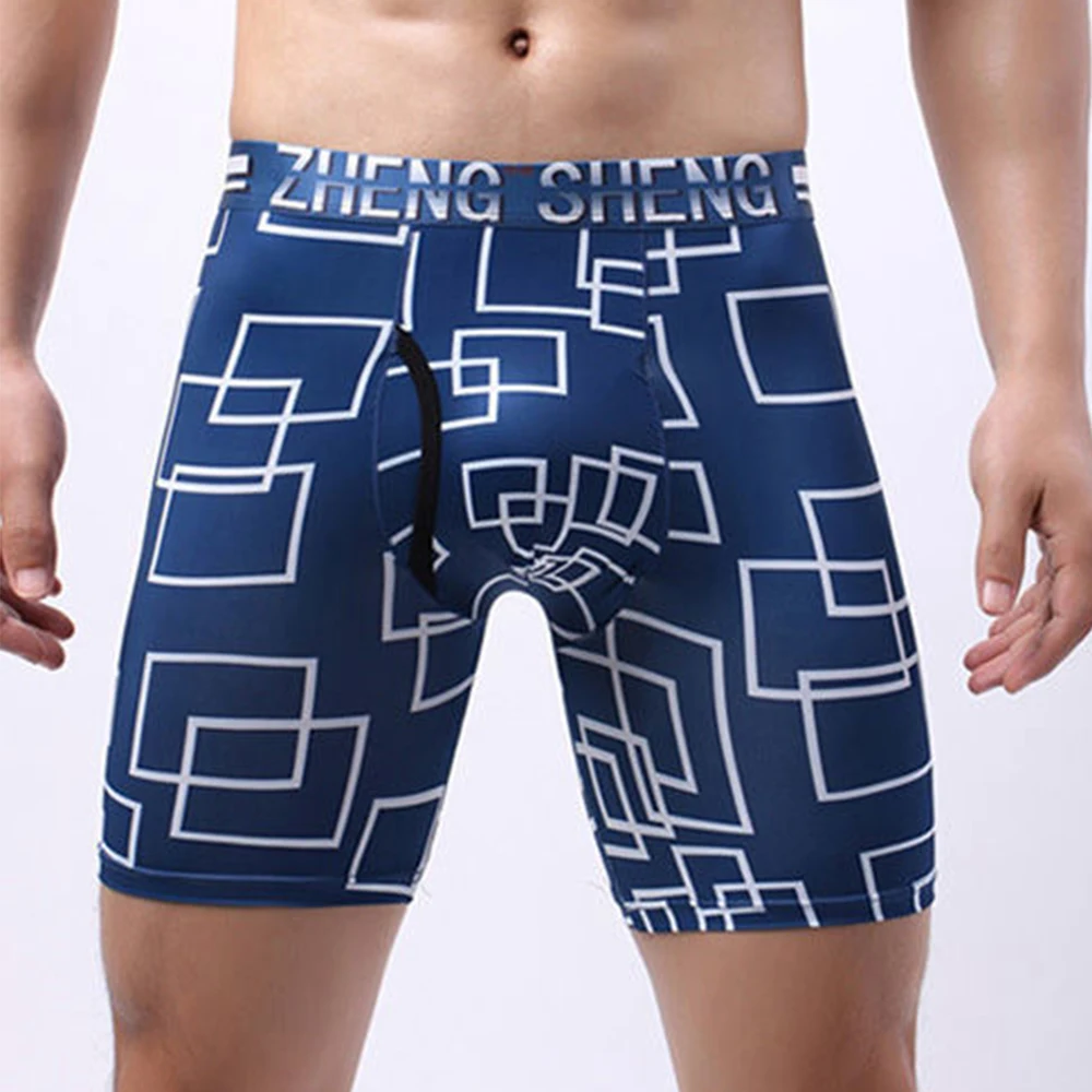 

Fashion Sleepwear Underwear Ice Silk Lingerie Long Leg Panties Pouch Bikinis Boxer Brief Underpants Breathable