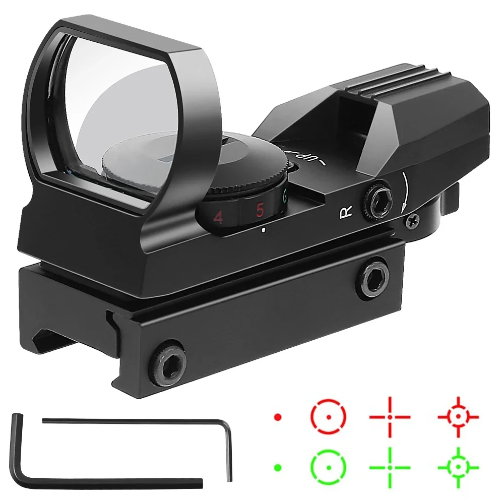 Tactical Riflescope Hunting Optics Red Green Projected Dot Sight Reflex 4 Reticle Scope Collimator Sight for 11mm/20mm Rail