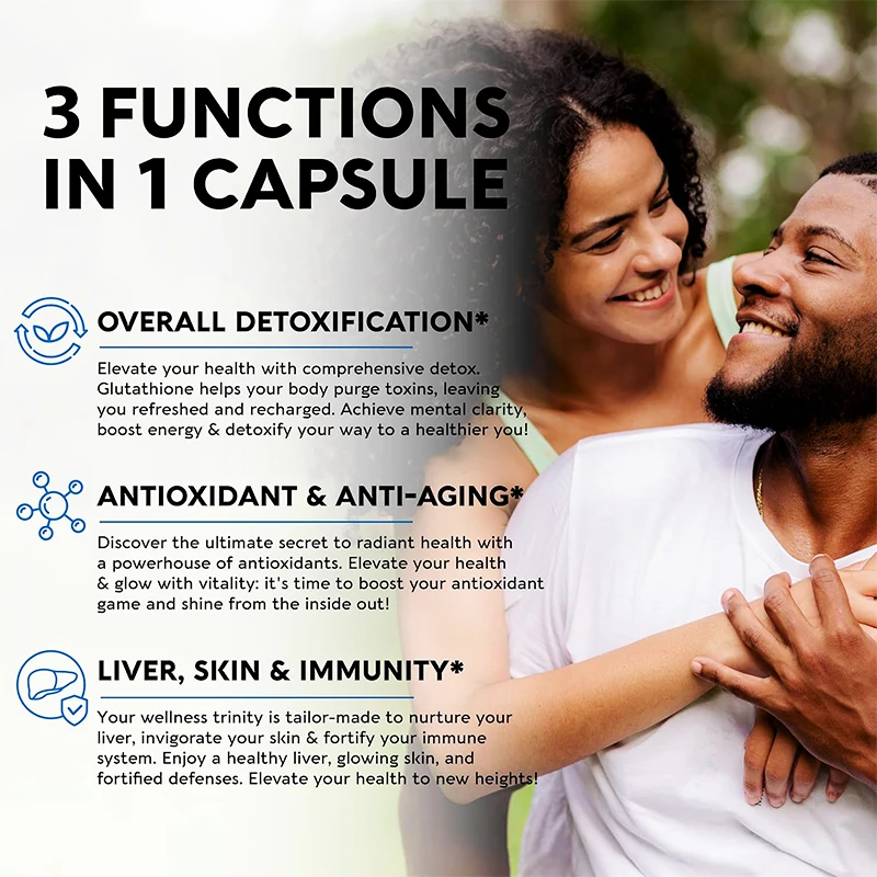 Liposomalne kapsułki glutationu-1200mg aktywnego zredukowanego glutationu-przeciwutleniacz, detoks i oczyszczanie, wsparcie zdrowia immunologicznego
