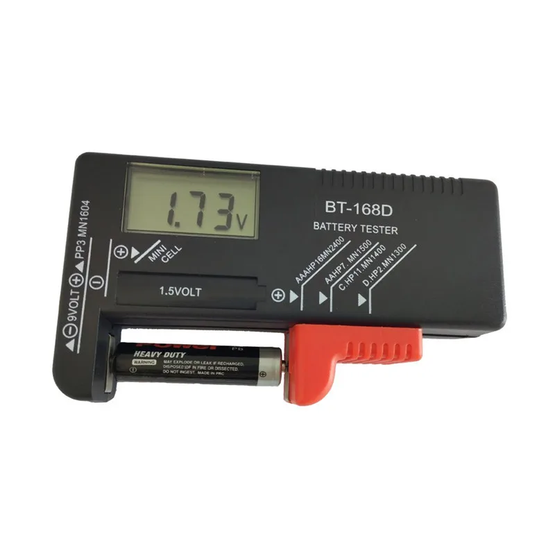 BT168 Cyfrowy tester baterii Wskaźnik napięcia dla AA AAA 9 V Przycisk Wiele rozmiarów Tester baterii Miernik napięcia Narzędzia BT168D 168 PRO