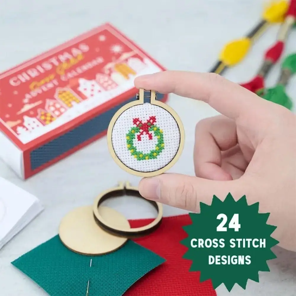 Handmake Cross Christmas Countdown Embroidery Kit 24 Days Countdown Christmas Embroidery Kit Beginners Cross Stitch
