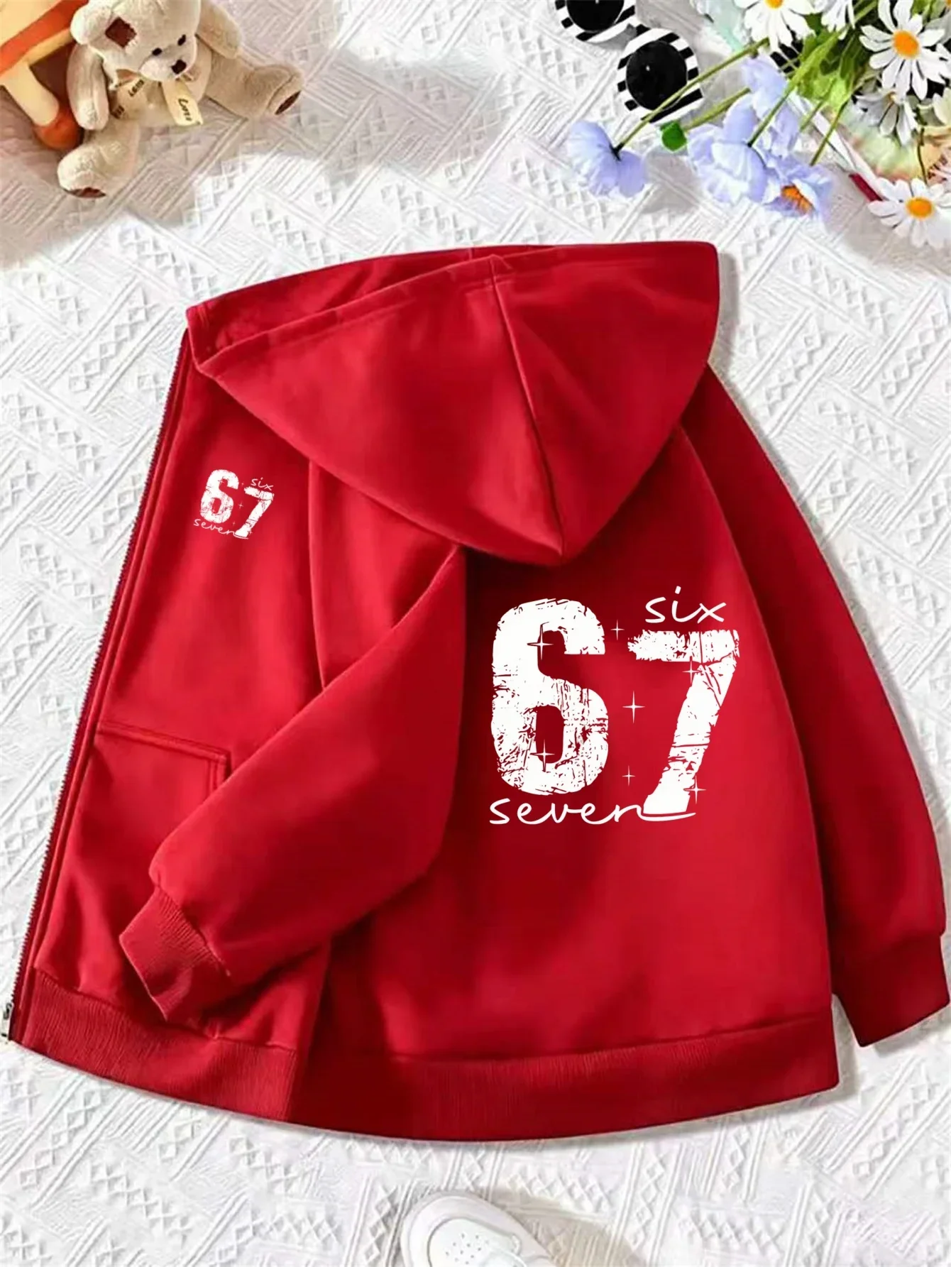 Children's Fleece-Lined Zip-Up Hoodie with Vintage 