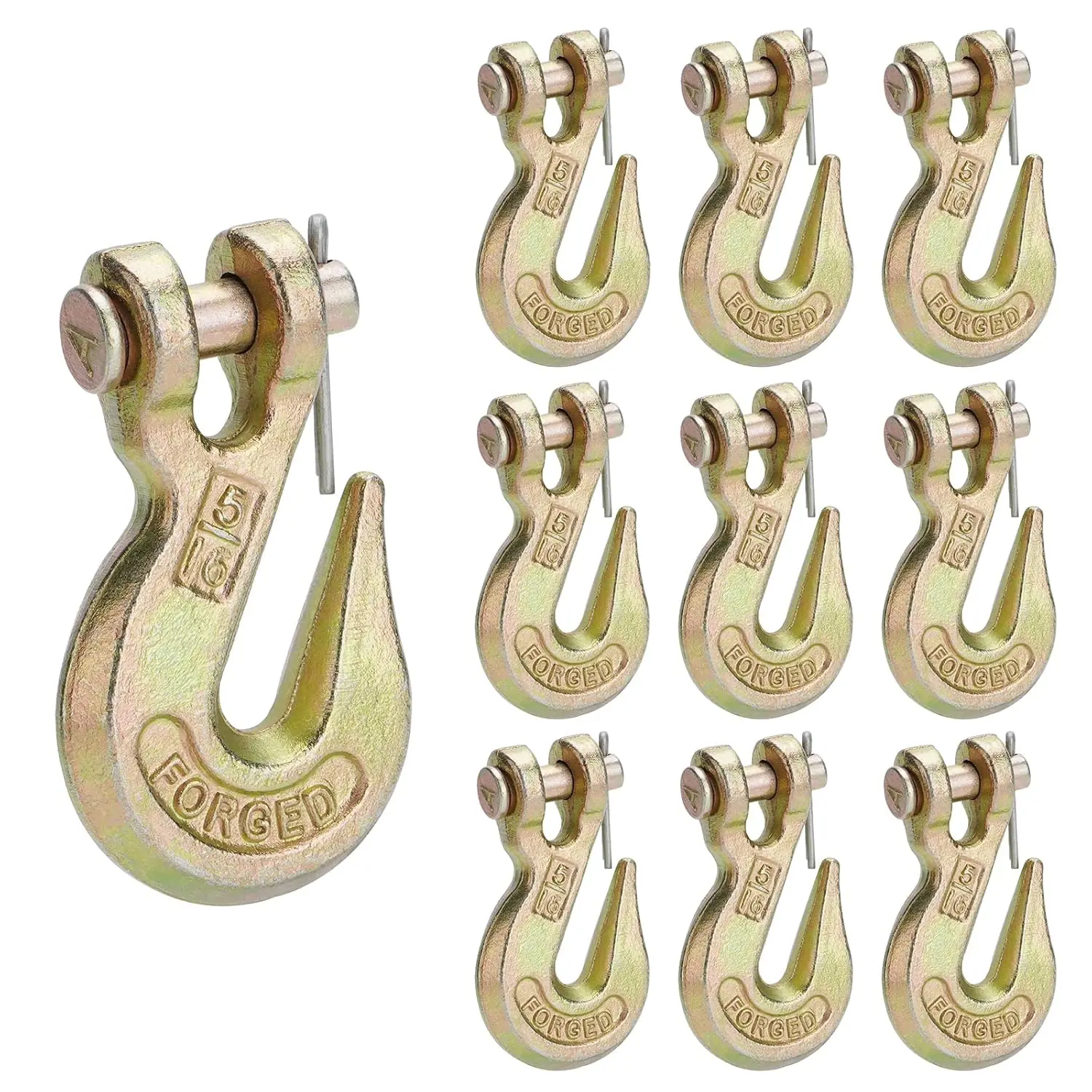 

Крюки с скобой 5/16 дюйма, буксирные крюки из кованой стали класса 70 с WLL мощностью 5400 фунтов для цепей прицепа грузовиков (10 шт.)