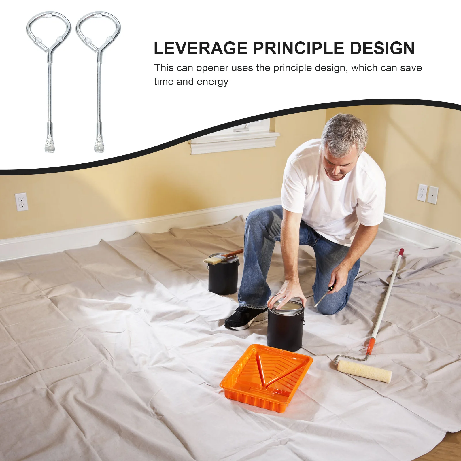 

2Pcs Practical Can Opener Metal Lid Opener Durable Paint Bucket Manual Opening Tool Time Saving Easy Use Strong Metal