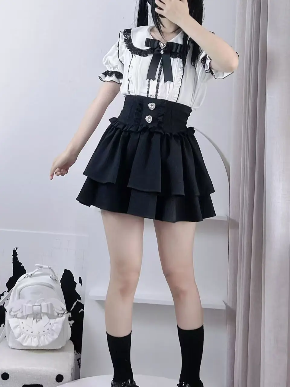 

Pleated Charcoal Skirt Women High Waist Tapered Gradient Summer JSK Chiffon Lined Side Zipper Capsule Wardrobe Must​