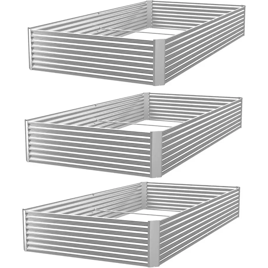 

3pcs 6x3ft Galvanized Raised Garden Bed OutdoorAbove Ground Garden Bed for Vegetable Metal Raised Beds for Flower Steel Raised