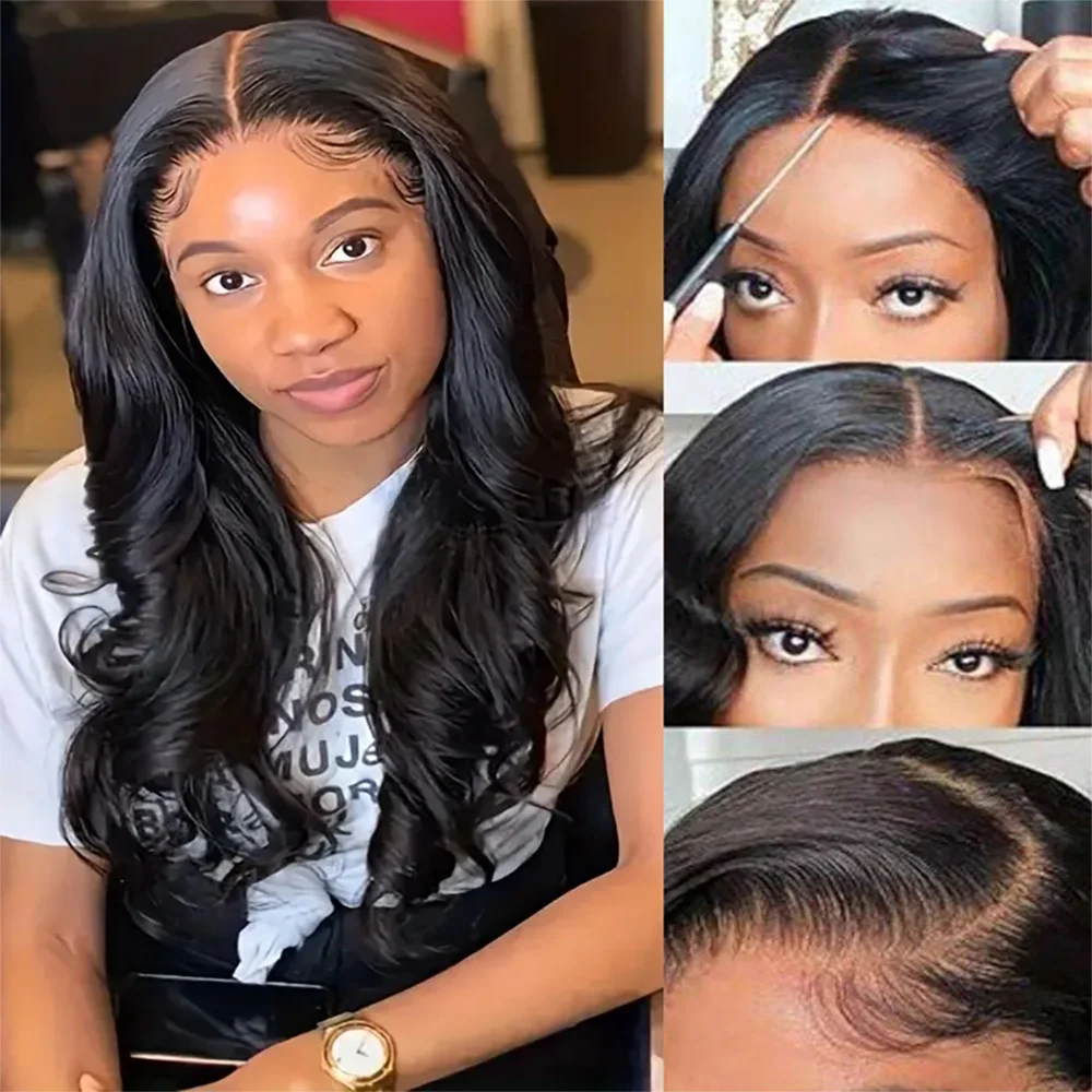 

Body Wave 13x4 HD Transparent Lace Frontal Human Hair Wig Pre-Plucked Brazilian Virgin 200 Density Natural Color For Women
