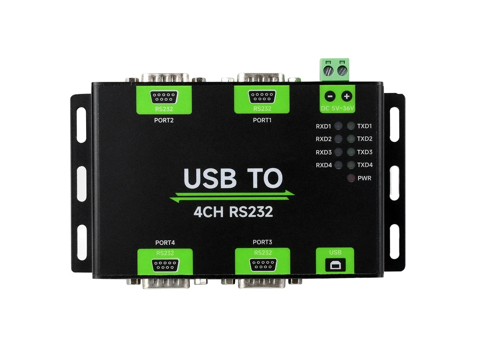 VoltSRS232 Male Port USB To 4-Channel RS232 Converter Industrial Isolation Type FT4232HL Solution RS232 Male/Female Ports