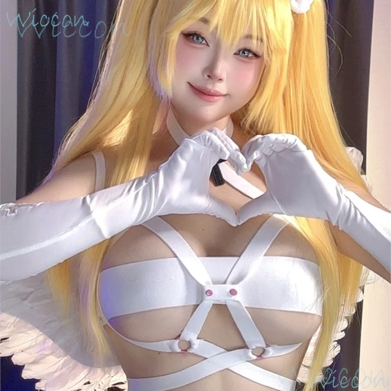 Miriella Liliel Lilysa fantasia de cosplay para mulheres, roupa Anime Halloween, fantasia sexy bandagem dupla face, peruca 2,5 cm