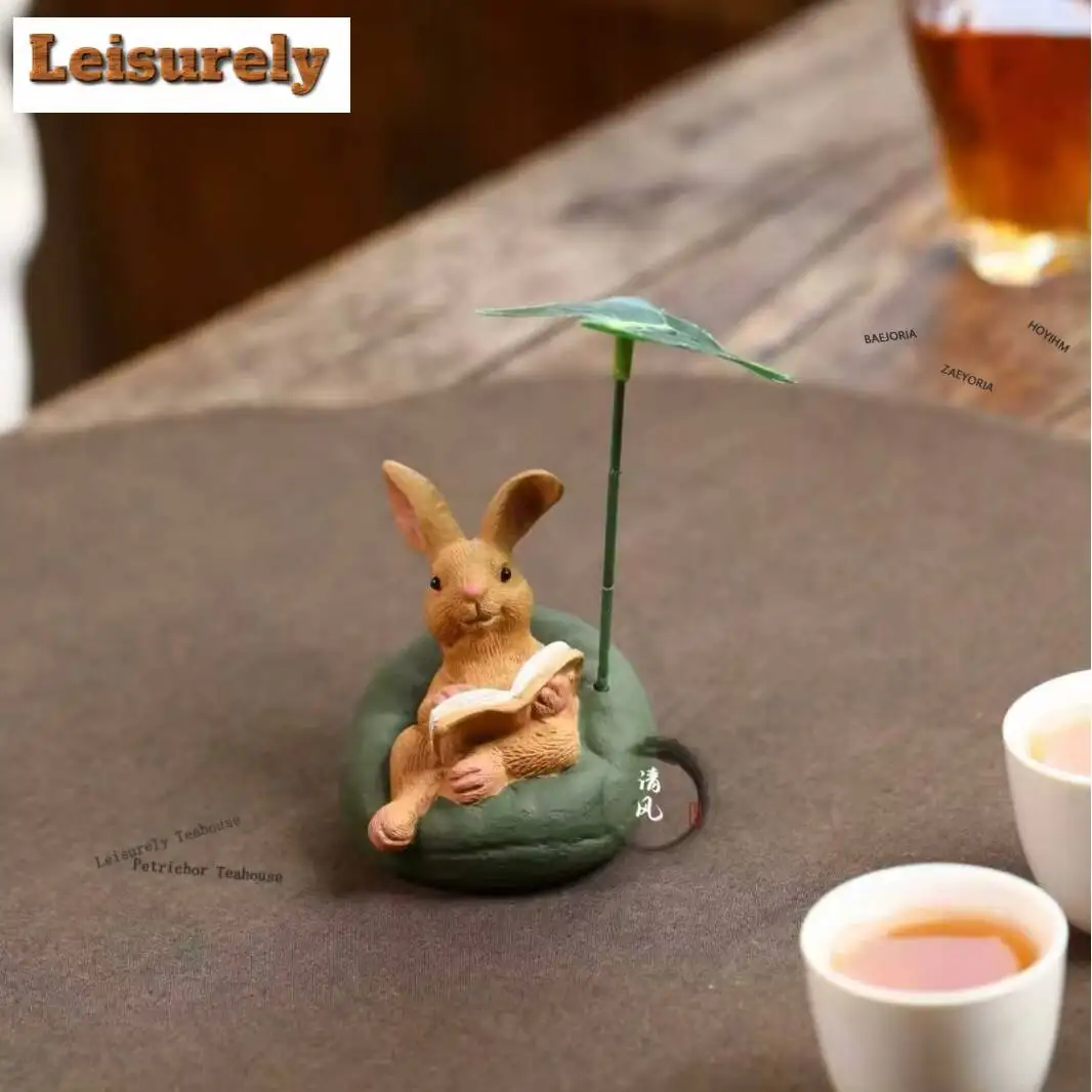 Yixing Zisha Learn Rabbit Scent Tea Pet Retro Lucky Model Tea Figurine Play Toys Tea Statue Ornaments Can Be Raised Accessories