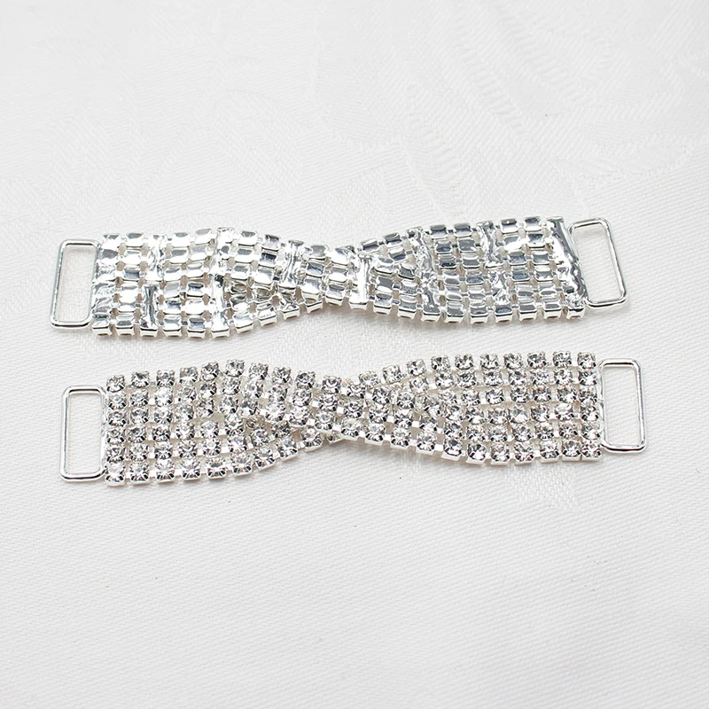 Hot Sale 2pcs 15*85mm Rhinestone Bikini Connector Buckle Brass Chain Swimwear Decorative Rhinestone Jewelry Buckle