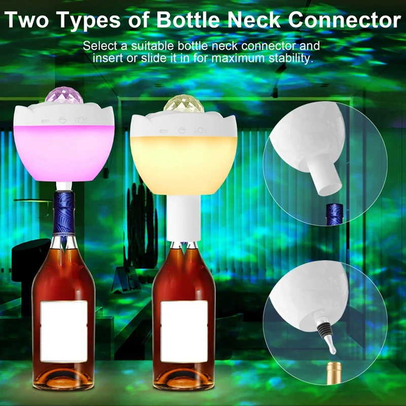 ABPQ-Lámpara de botella inalámbrica, luz de botella LED con función de proyección, lámpara de botella de vino con 3 temperaturas de color y luz RGB