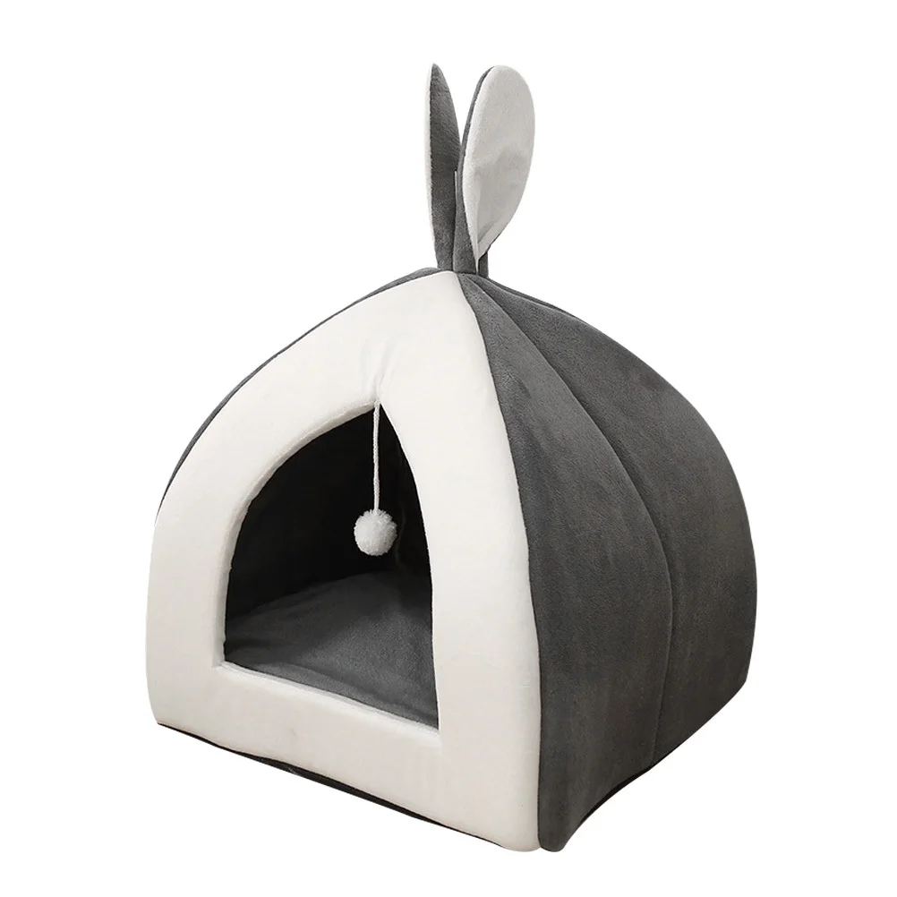 

Universal Cat Nest Small Pet Rest Place Grey Comfortable Warm Windproof Rabbit Ear Decorative Cat Nest Guinea Pig Hideout