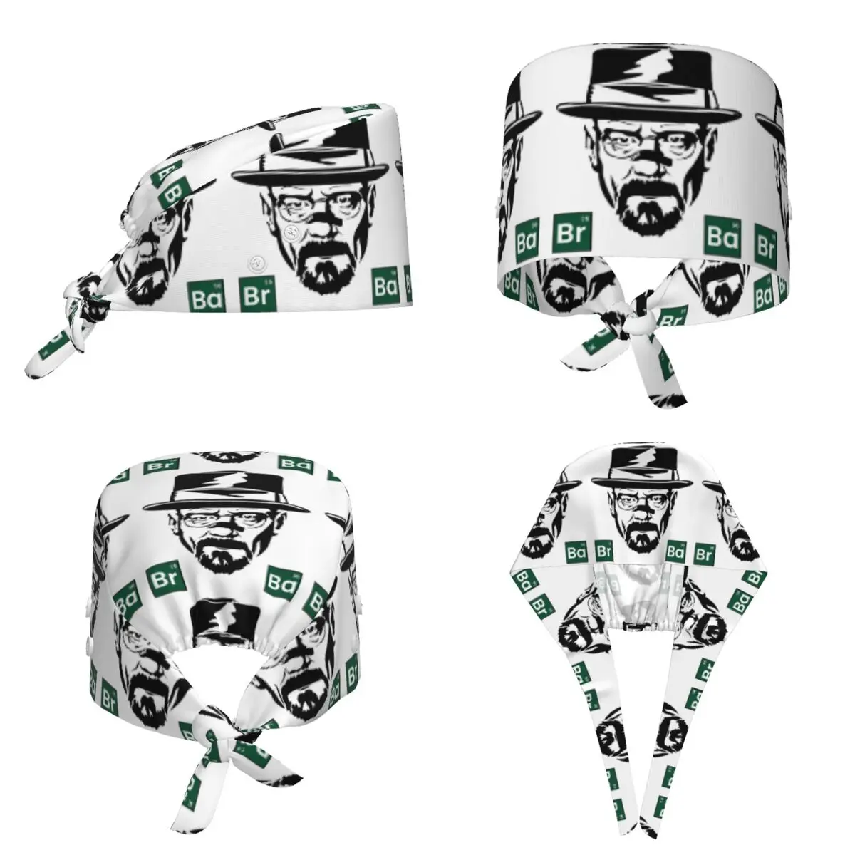 Breaking Bad Walter White Drawing Scrub Hat Doctor Working Surgical Cap Men Women Adjustable Nursing Caps for Dentist