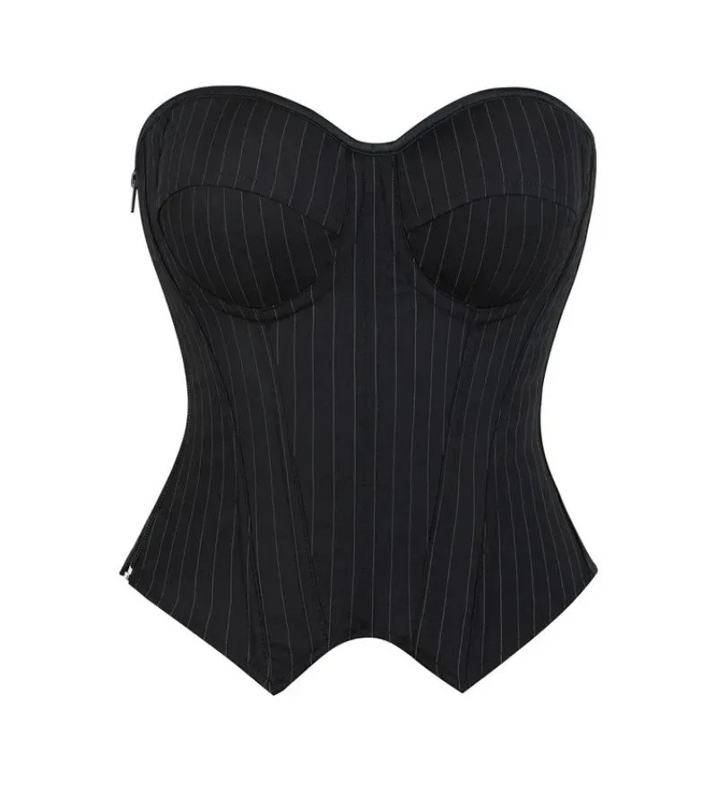 

Черный атласный корсет, топ, сексуальный женский корсет с боковой молнией, Overbust, винтажный стиль, на шнуровке, Korsett, нижнее белье, готическое