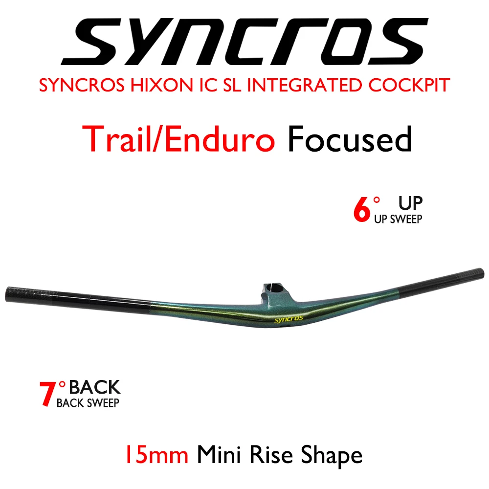 

SYNCROS HIXON IC SL Руль из углеродного волокна, руль для горного велосипеда, хамелеон, подходит для Trail/Enduro, 28,6 мм, 700-800 мм