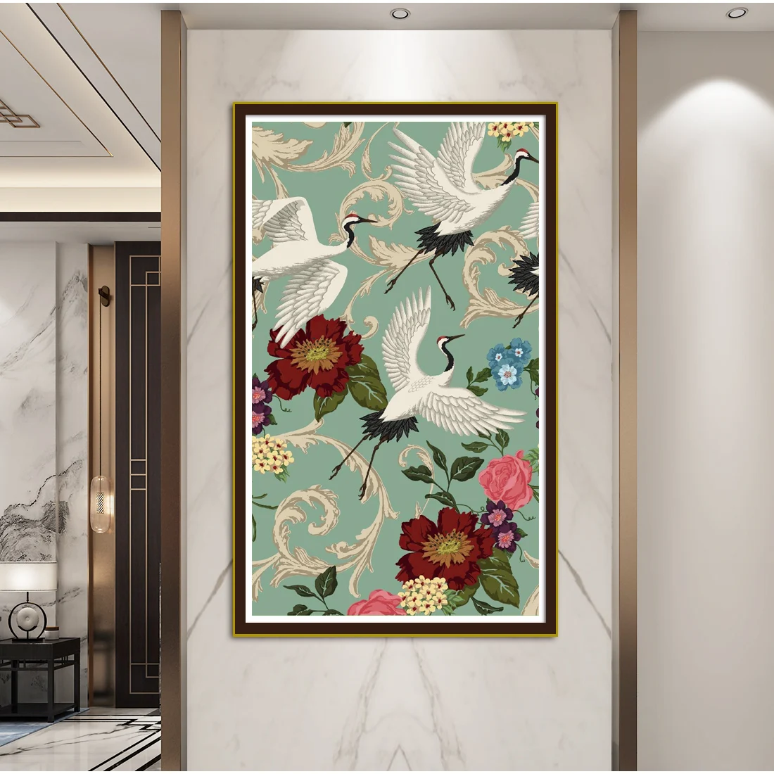 White Crane Cross Stitch DIY Kit Flowers And Birds Hand Embroidery Home Painting Flower Fashion Embroidered 11CT Needlework Pack