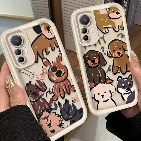 Cute Hand-drawn Puppy Case for Xiaomi Poco F7 F6 F5 F4 F3 M5s C65 C75 C71 X7 X6 X5 X4 GT X3 NFC M7 M6 Pro 4G 5G Shockproof Cover