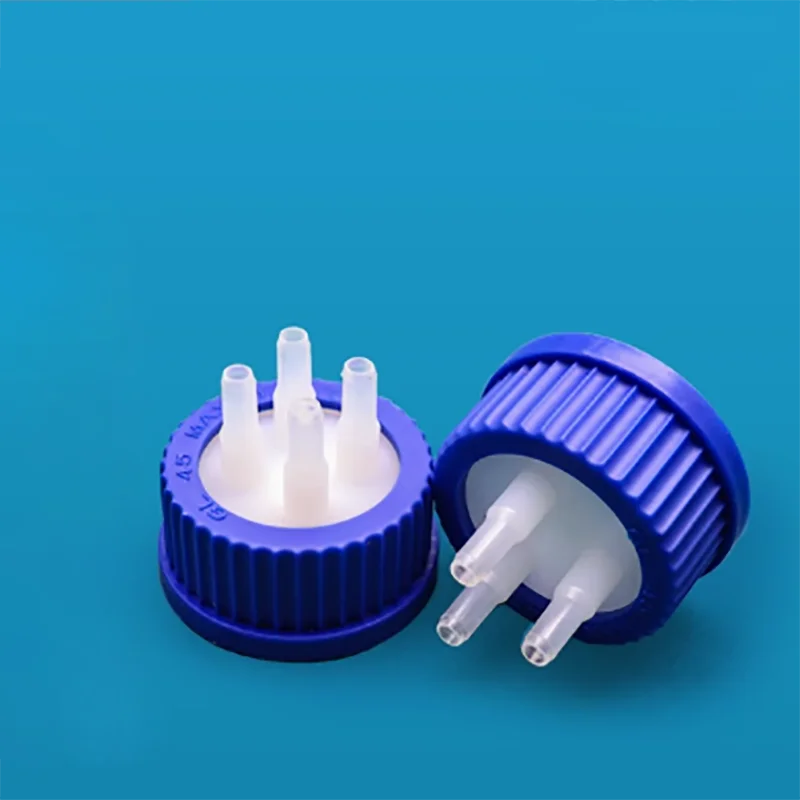 Laboratory GL45 feeding head mobile phase bottle cap plastic reactor adapter cap single double-way three-way four-way cap