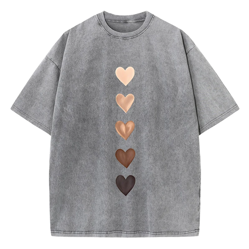 

Промытая футболка с принтом граффити Love Heart, женские хлопковые топы, удобная уличная одежда с круглым вырезом и потертостями, летняя женская одежда
