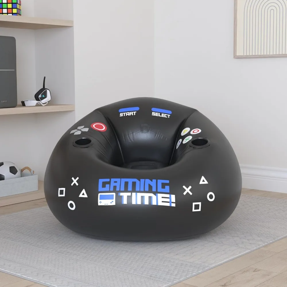 Inflatable Gaming Chair for Kids & Teens with Cup Holders and Side Pocket - This Air Gaming Bean Bag Chairs for Kids is The Perf