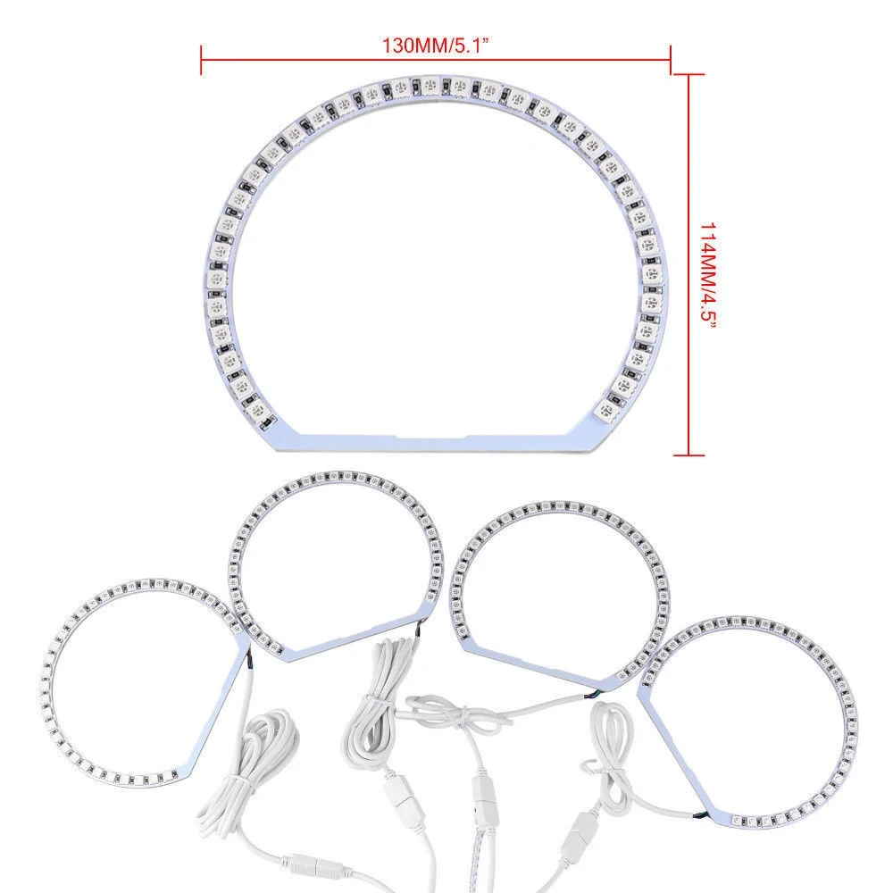 닷지 챌린저 2008-2014 헤드라이트 개조용 초고휘도 RGB 멀티 컬러 LED 자동차 헤드라이트 엔젤 아이즈 헤일로 링 라이트 키트