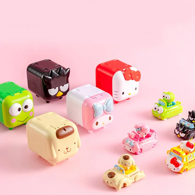 Funny Vehicle Family Series MINISO Kuromi PomPomPurin Hello Kitty Keroppi Badbadtz Maru Action Figure Toys Doll Kids Girls Gifts