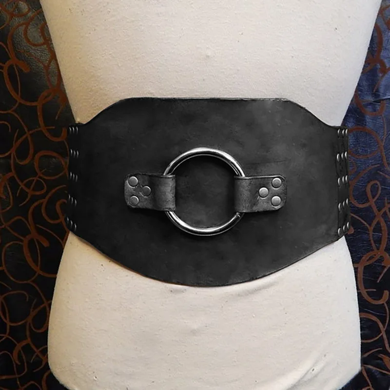 Medieval Large Ring Broad Belt Gothic Goth Waistband Viking Pirate Elf Girdle Renaissance Steampunk Accessory For Women Men Larp