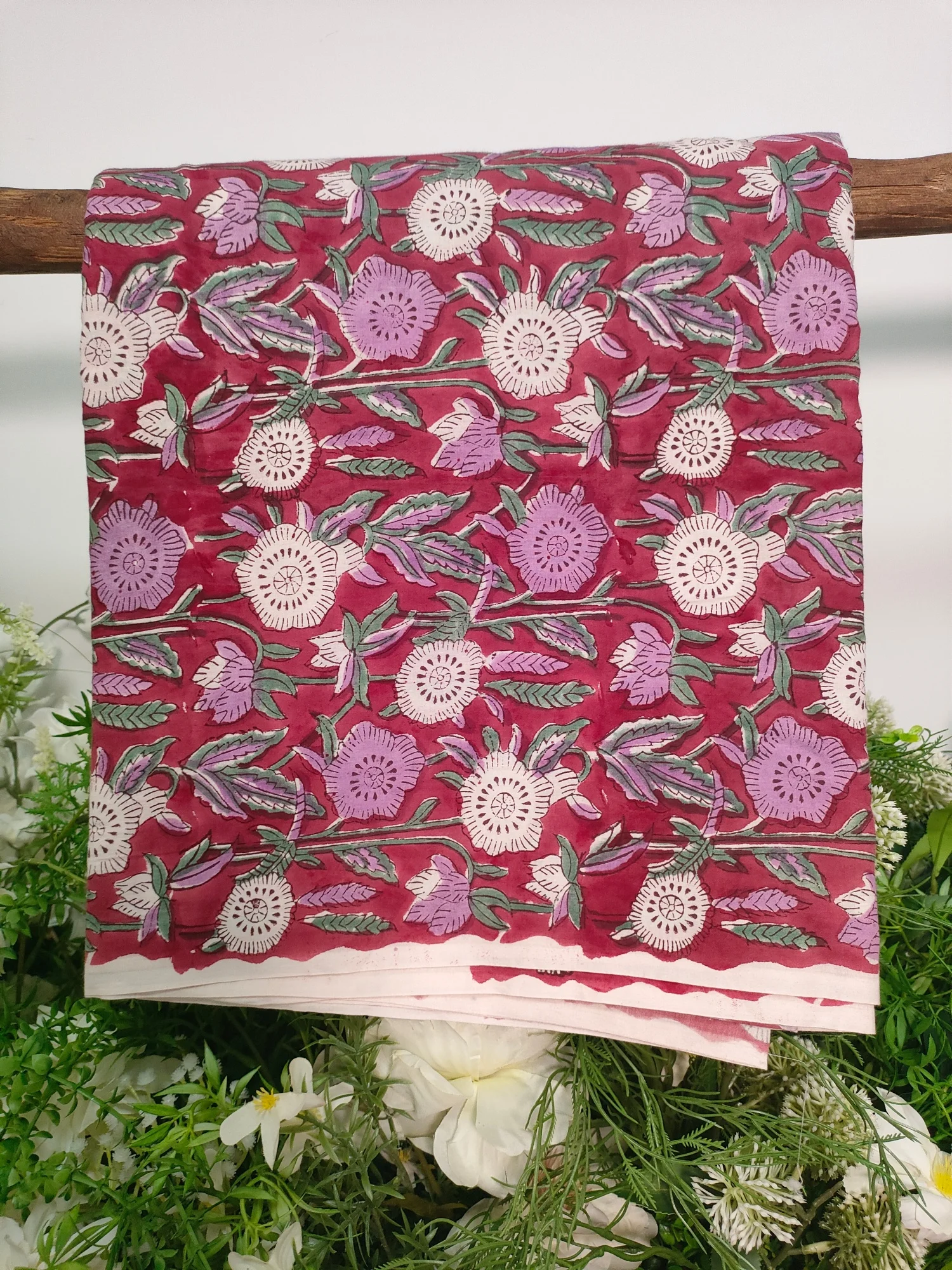 

India Block Print Red Printed Cotton Fabric DIY Sewing Patchwork Quilting Handmade Textile Bedding Blanket Sheets Home Decor