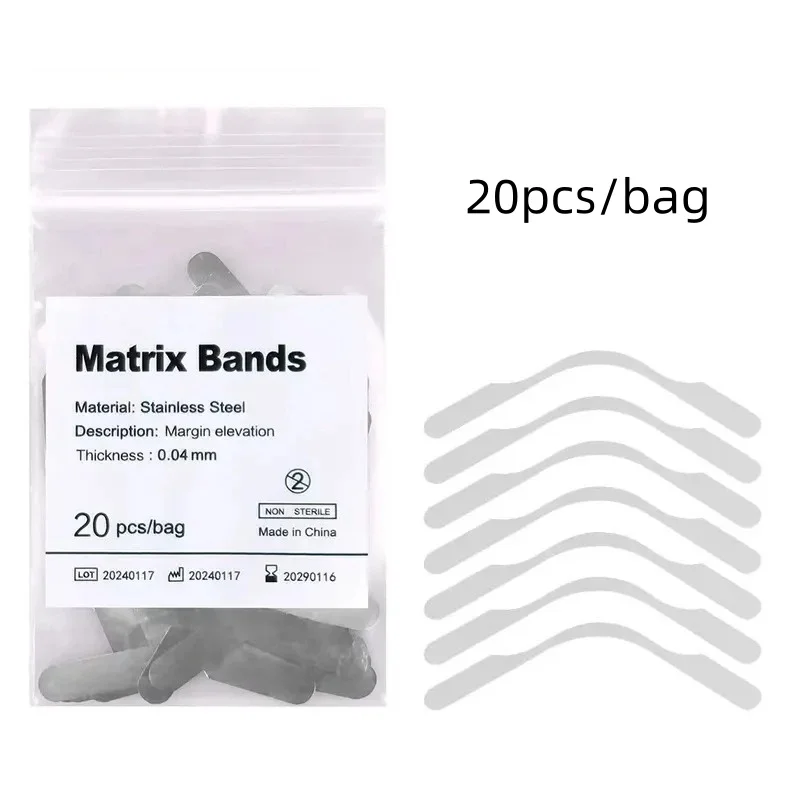 

20 шт. Стоматологические матричные ленты секционные контурные с большим изгибом для поднятия десневой стенки при реставрации зубов