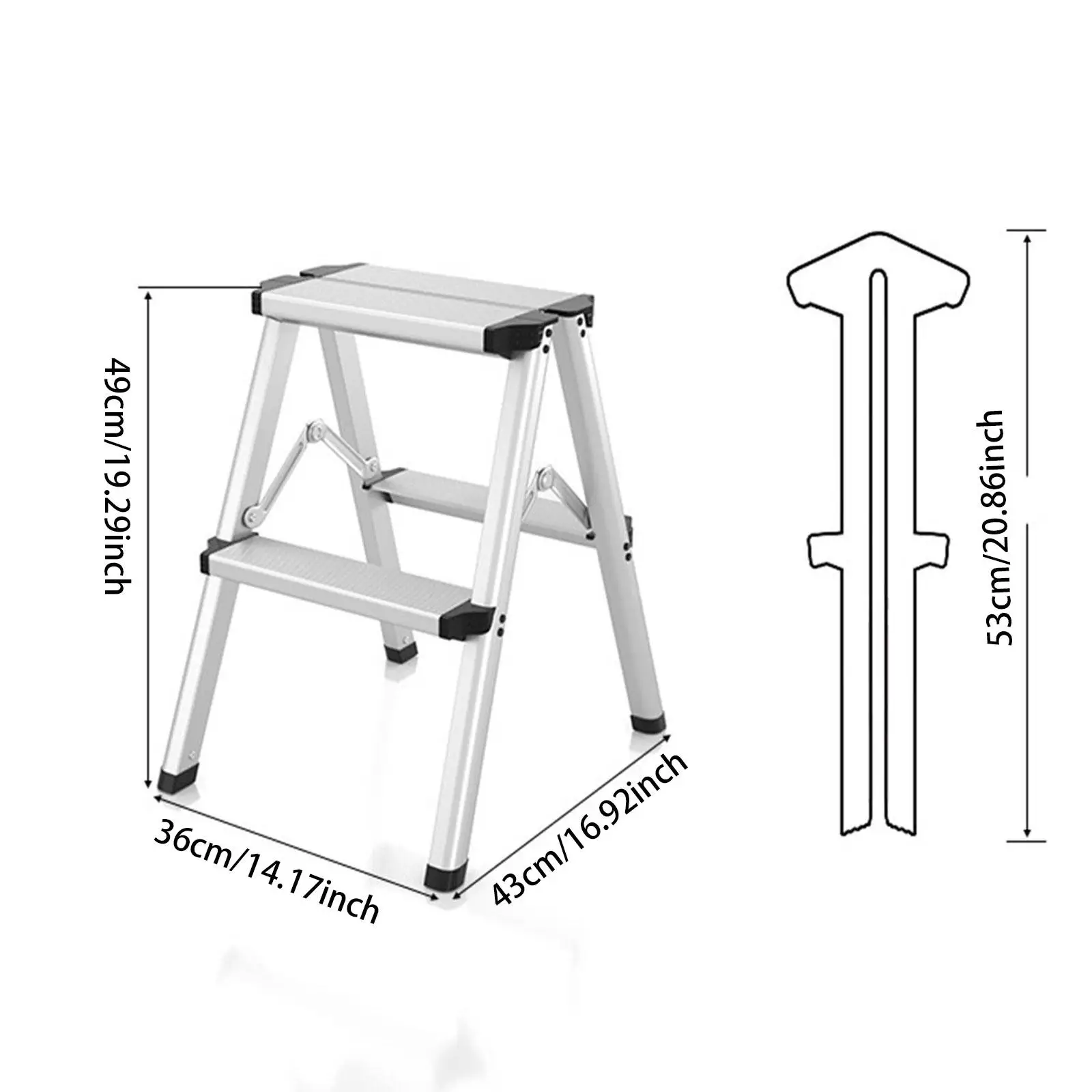 Folding Step Ladder Multiuse Strong Load Bearing Sturdy Metal Ladder Stool for Library Kitchen Store Household Work Factories