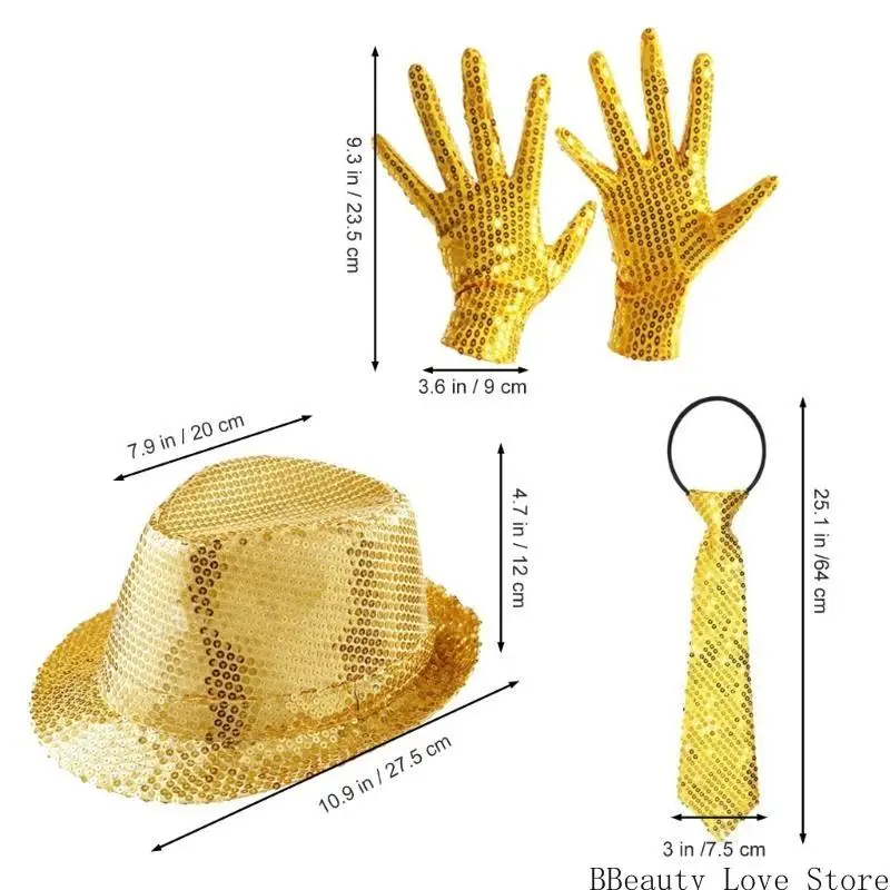 Tańca Star Costume Sequins Hat, Ceivins Rękawiczki, krawat, okulary przeciwsłoneczne, Halloweenowe Cosplay Rekwizyty dla