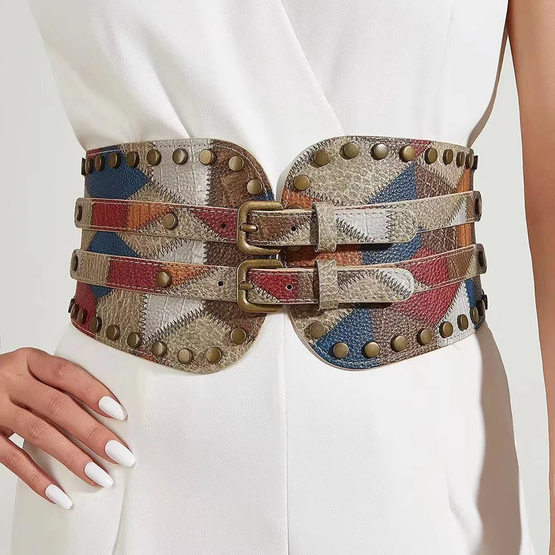

Women PU Leather Corset Waist Belt Medieval Punk Vintage Waistband Hip Hop Gothic Dress Girdle Wide Waist Corset