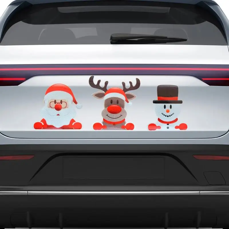 Christmas Decoration Car Sticker Magnetic Decal Refrigerator Magnets Light Bulb Santa Claus Snowman Reflective Sticker Car Decor