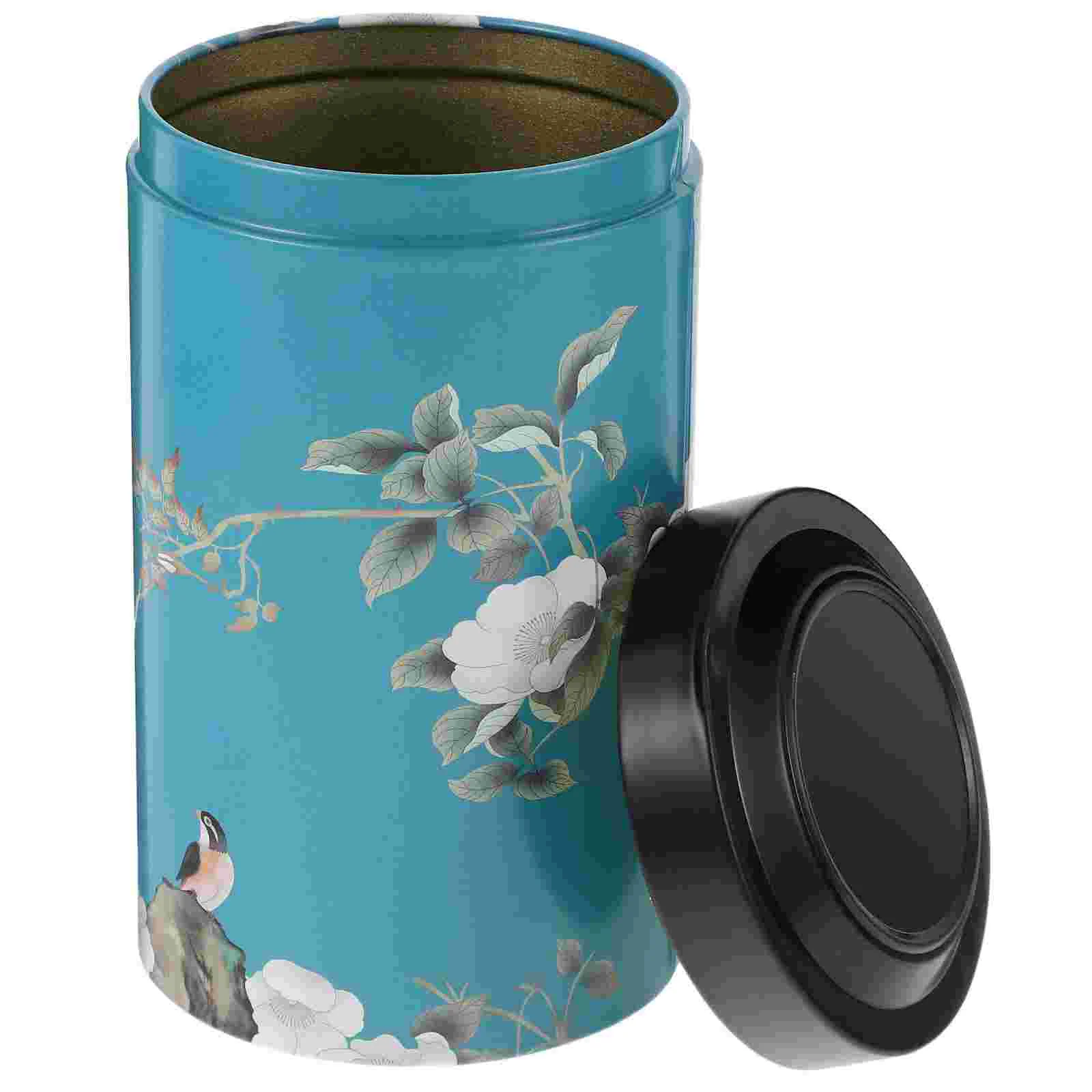 

Tinplate Tea Jar Airtight Metal Storage Canister Large Capacity Bird Pattern Tea Leaf Coffee Bean Candy Holder