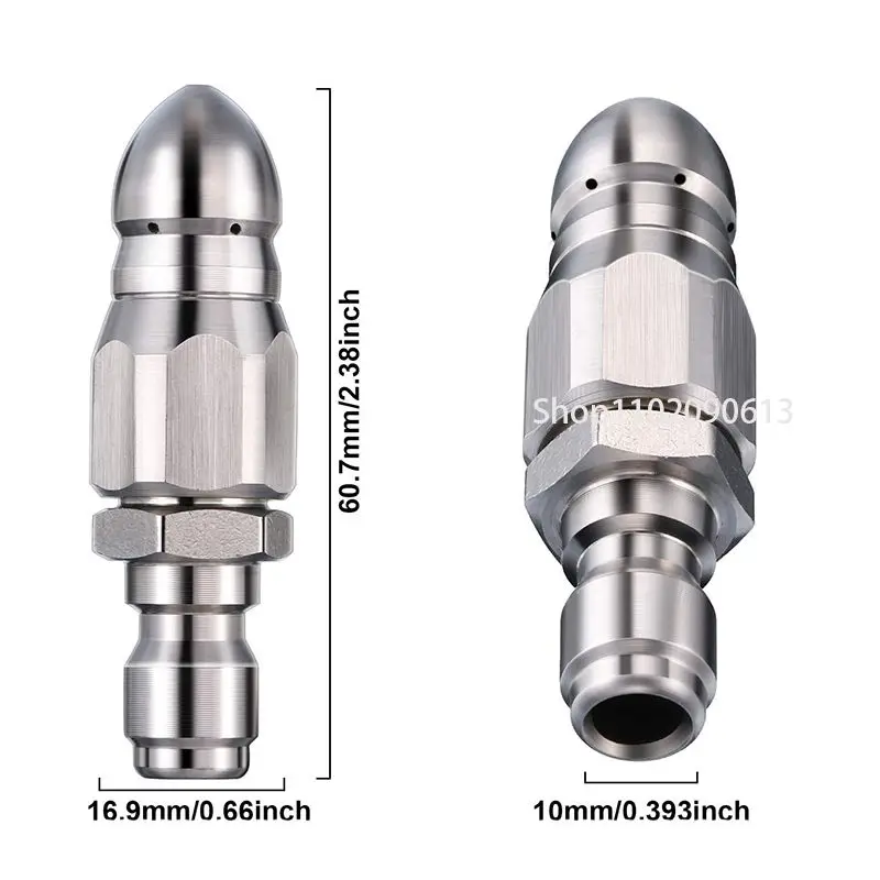 1/4インチステンレス鋼圧力洗濯機排水下水道クリーニングパイプジェッタースプレークイックプラグ排水ホースノズルバック耐摩耗性