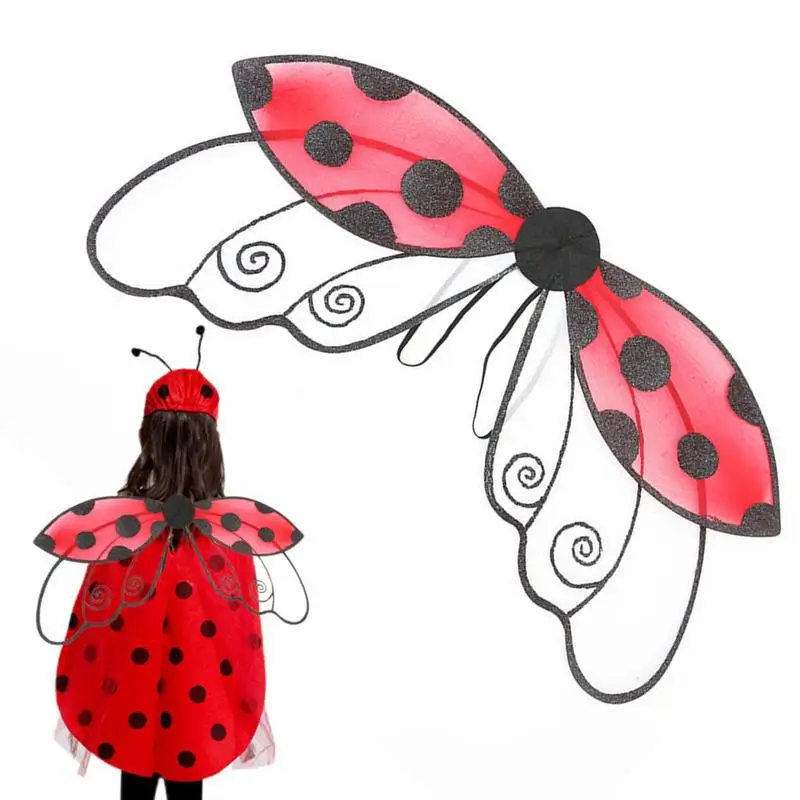 Asas de fadas para crianças Joaninha Asas Joaninha Acessórios Traje Lady Bugs Asas Criança Brinquedos Asas Traje Para Crianças Dress Up