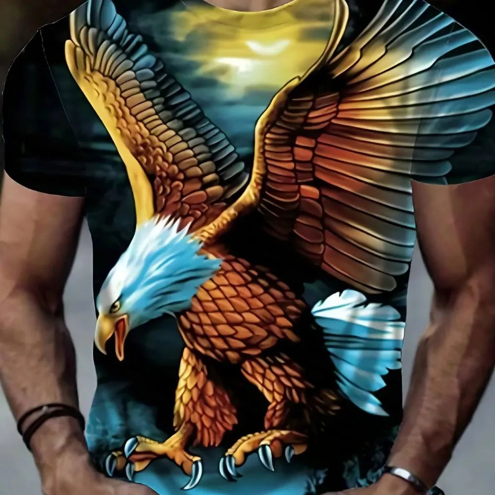 Animal Eagle Beast 3D Print Sport Quick-dry Breathable Men T-shirt Street Casual Fashionable Interesting Y2K Short Sleeve Summer