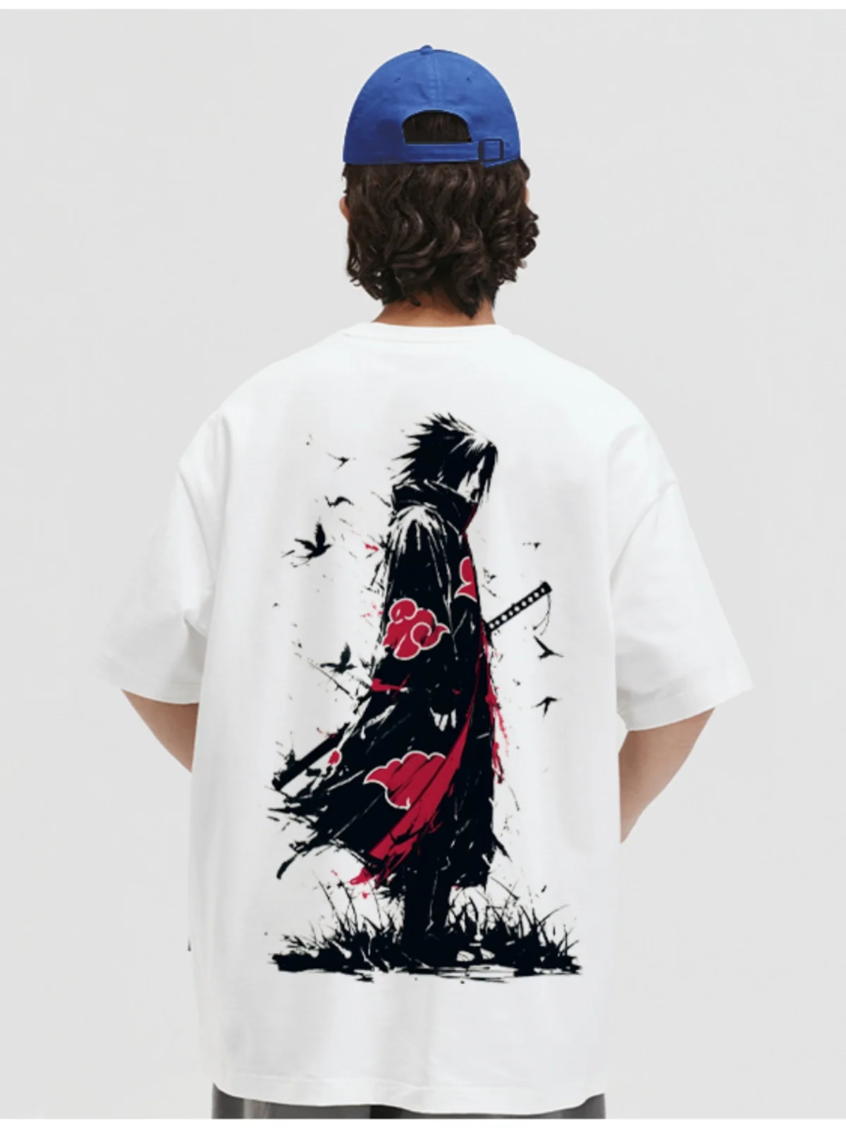 

Наруто Учибо Итачи футболка с короткими рукавами из плотного хлопка с принтом свободная ретро американская уличная мужская и женская футболка в одном стиле