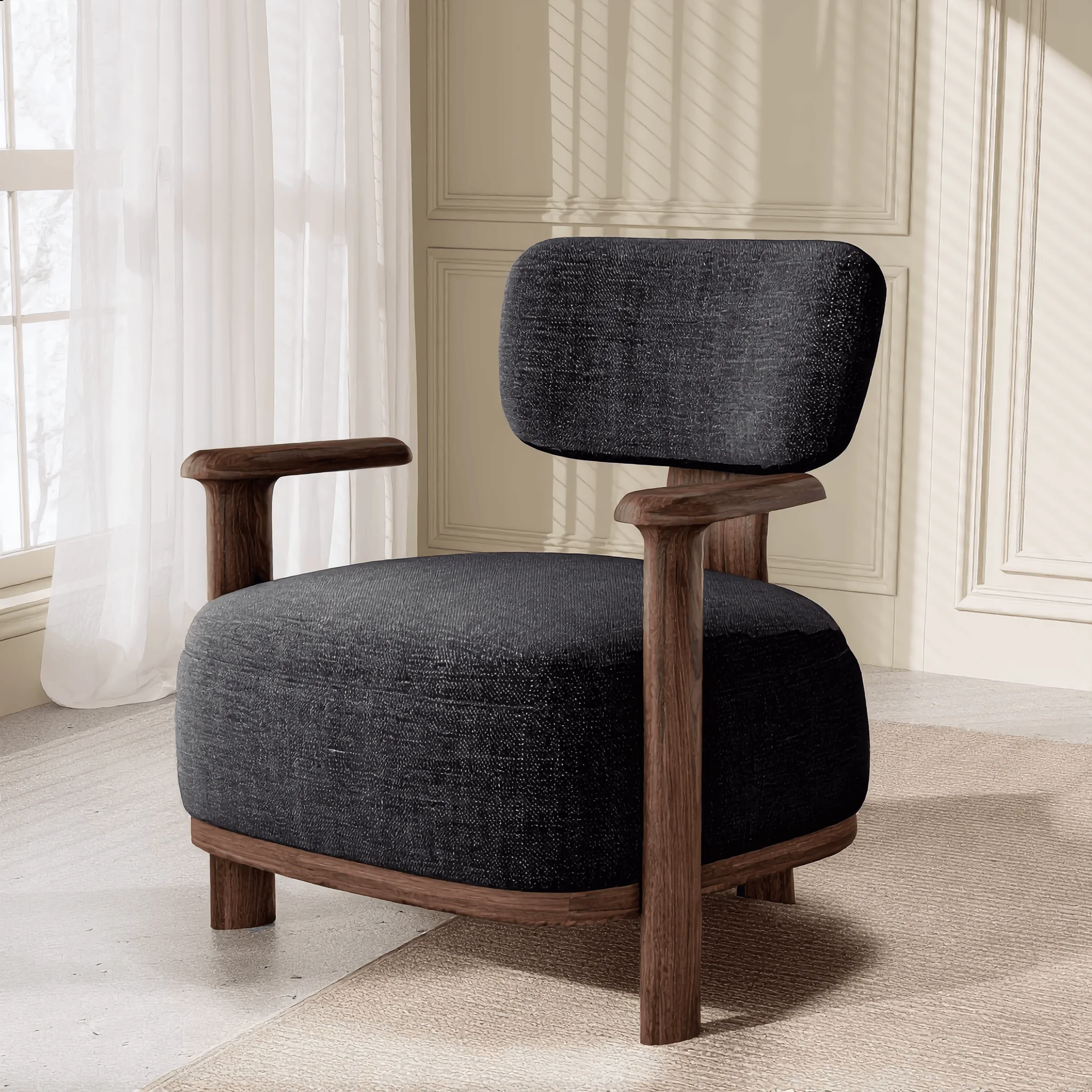 Comfortable Modern Leisure Sofa Chair Golden Teak Solid Back Eco-Friendly Home Furniture Bedroom Hotel Dining Living Room