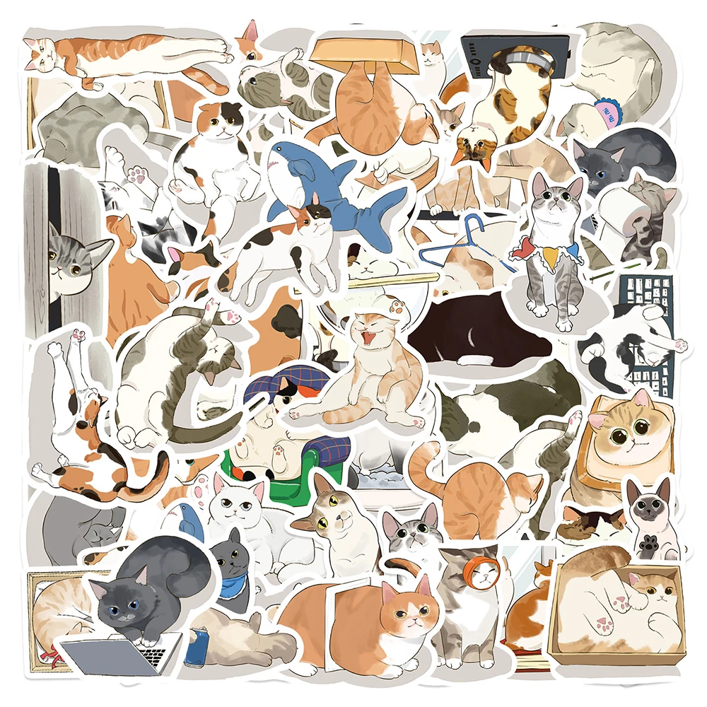 10/30/50 ชิ้นสติกเกอร์สัตว์แมวน่ารักตลกสร้างสรรค์สติกเกอร์กราฟฟิตี้สำหรับสเก็ตบอร์ดโทรศัพท์กระเป๋าเดินทางการ์ตูนสติกเกอร์กันน้ำของขวัญ
