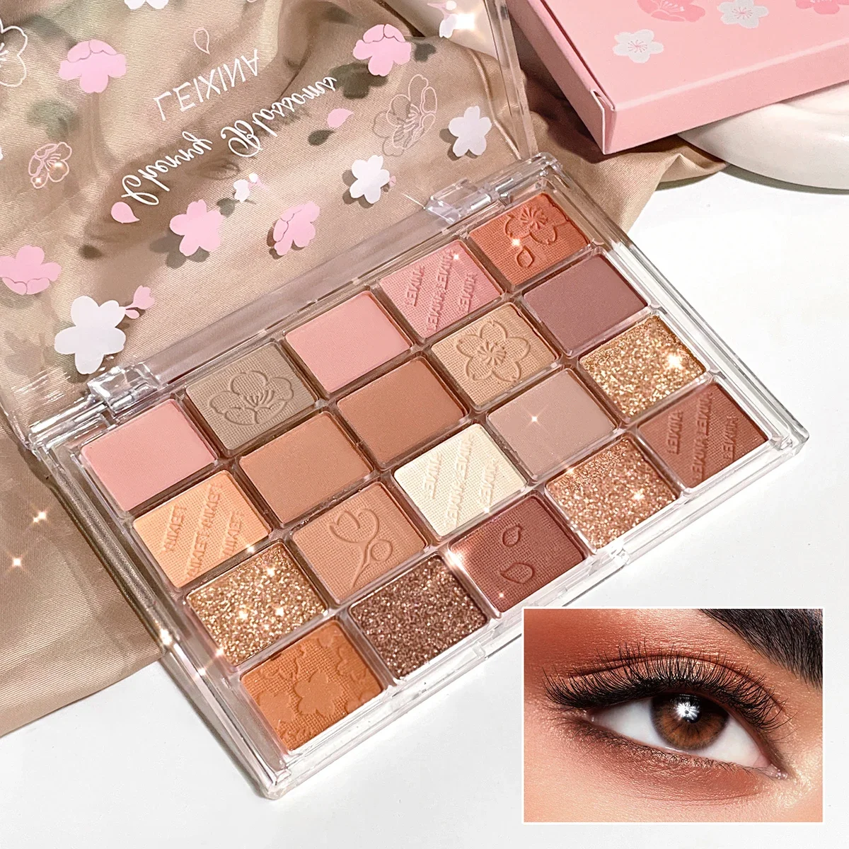 Twilight Cherry 20-Color Eyeshadow Palette – Pink Shimmer Highlight Multi-Style Nose & Contour Shadow Long-Lasting Sweet Girl