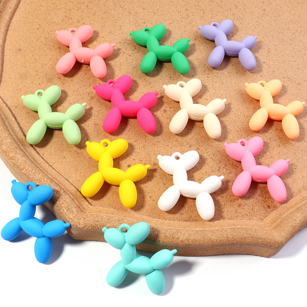 5Pcs 45x45mm Acrylic Balloon Animal Pendants Minimalist Balloon Dog Charms Simple Versatile DIY for Keychain Craft Projects