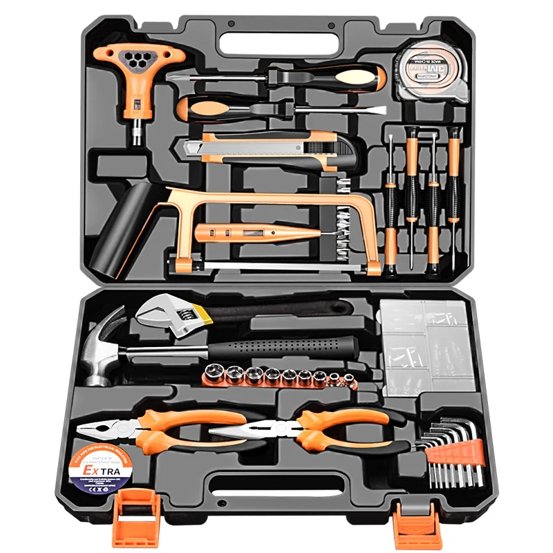 Cocok untuk Set Gagang Bit Tang Kunci Pas Ratchet Baja Alat Industri Manual untuk Paket Casing Keras Perbaikan Mobil dengan Kustom OEM