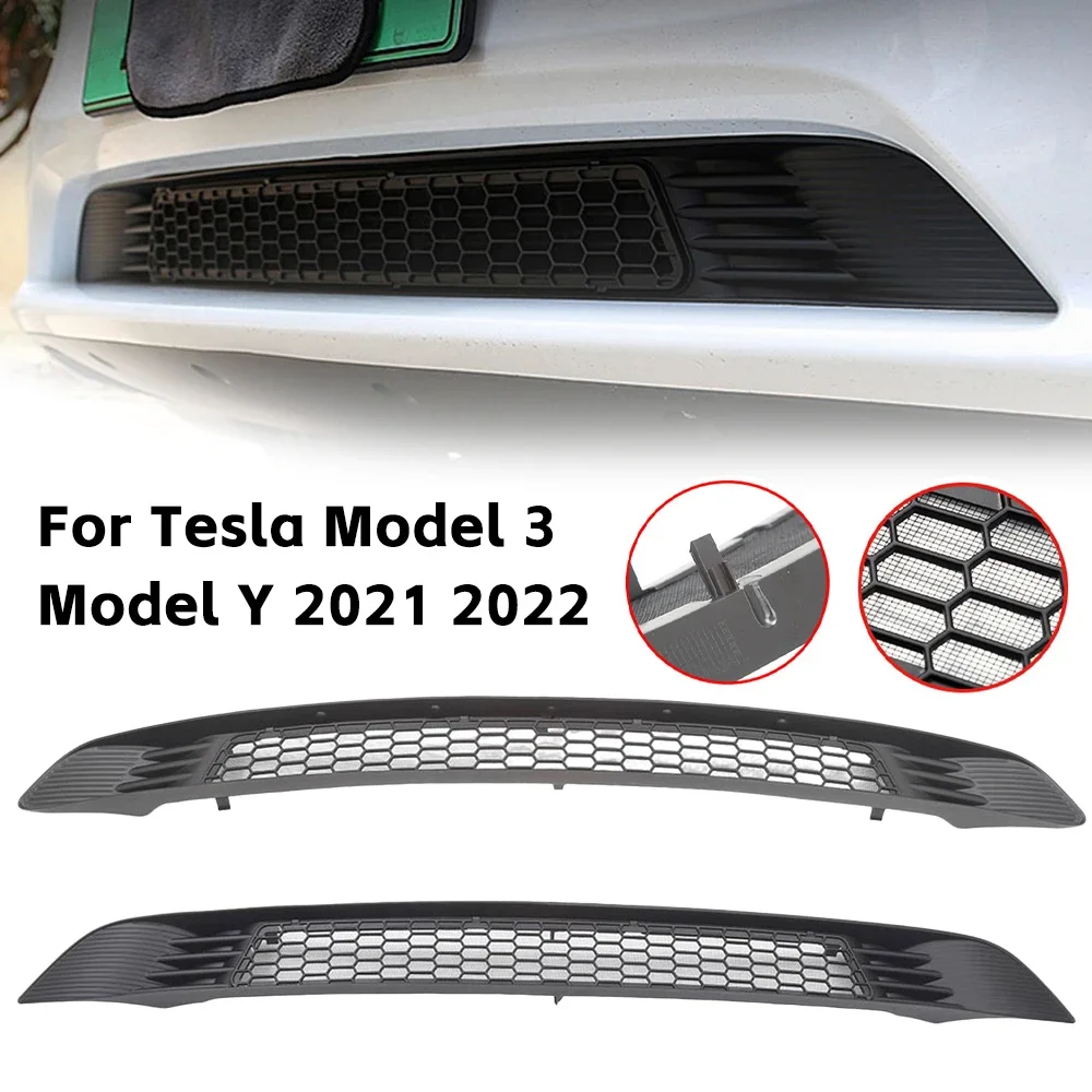 

For Tesla Model 3 Model Y 2021 2022 Car Lower Bumper Anti Insect Net Dustproof Vent Grille Cover Net Grill Trim Car Accessories