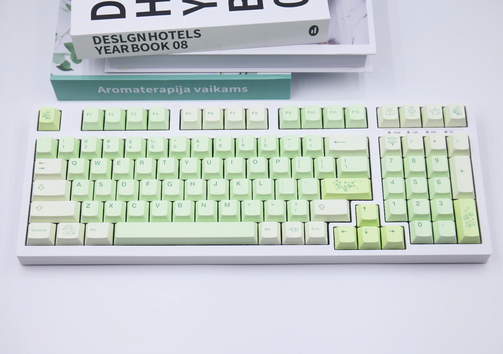 Ginkgo Theme Keycaps PBT Split Spaces Original Height 64/68/75/82/87/98 Keycaps Keycaps Keyboard Caps