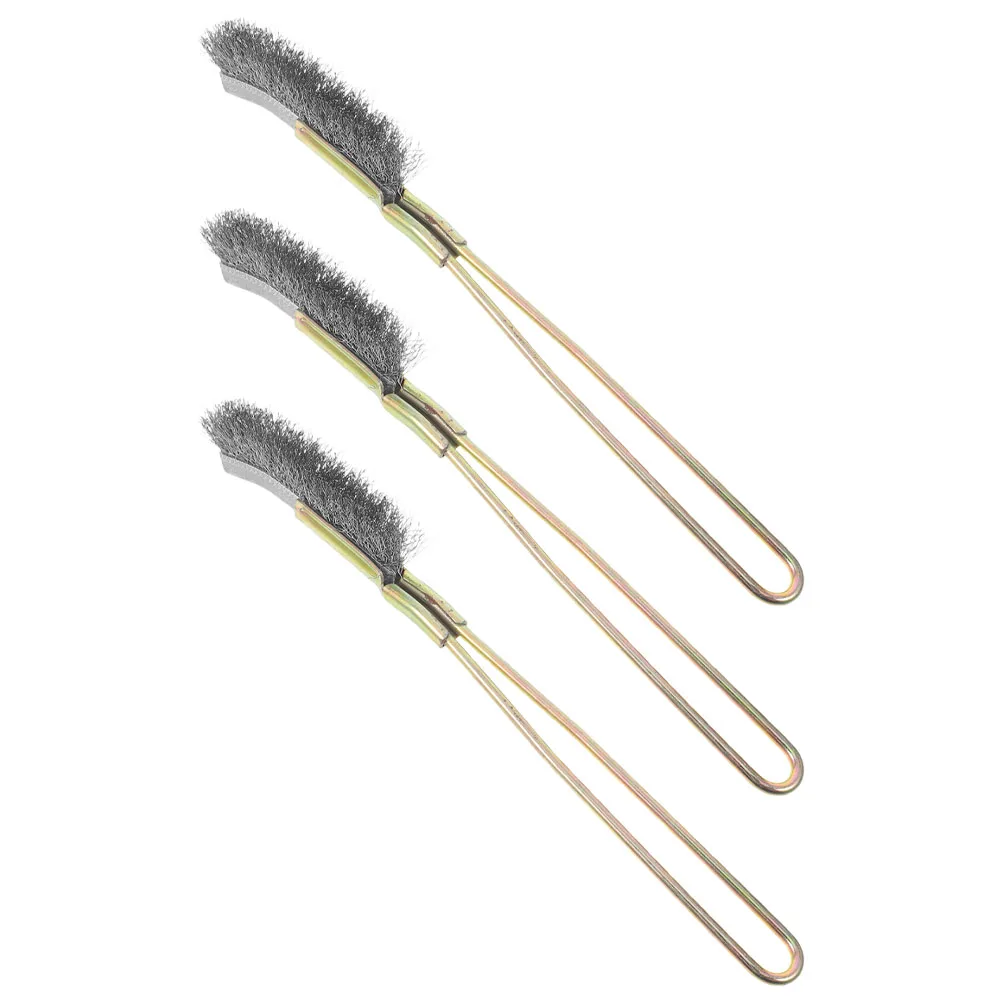 

3 Pcs Rust Brush Metal Scrubber Wire Home Heavy Duty Silver Detachable Heads Compact Steel Groove Cleaning Tool Durability