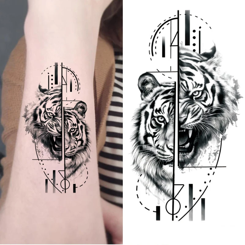 

Tattoo Sticker Tiger Whale Animal Circle Totem Temporary Waterproof Flash Makeup Fake Fake Tatto for Men Women Party Body Art
